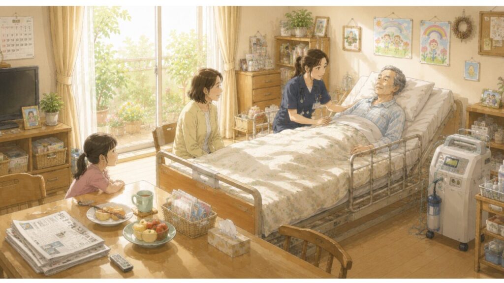 在宅で医療と介護を受ける高齢者