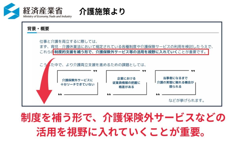 経産省の介護施策から介護保険外サービスの普及の必要性