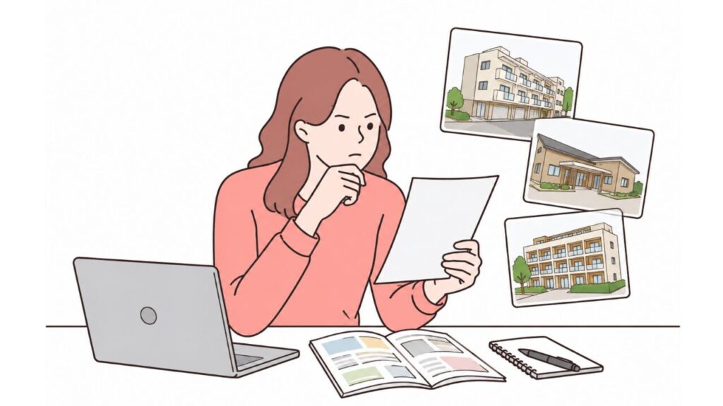 老人ホームの情報を収集する家族